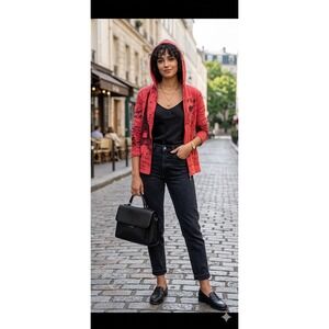 Keren Hart Womens Paris Zip Up Hooded Long Sleeve Shirt Sz Small‎ Sequin Beading